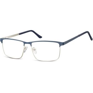 Okulary zerówki korekcyjne Nerd Prostokątne Flex 910D granatowo-srebrne
