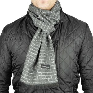 Ciepły szalik męski Cashmere geometryczny SZA-35 ciemny szary-jasny szary