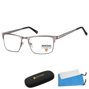 Oprawki korekcyjne okulary optyczne prostokątne Montana flex MM604C grafitowy + srebrny