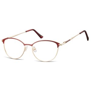 Okulary damskie zerówki kocie oprawki korekcyjne medium M295C bordowy/złoty