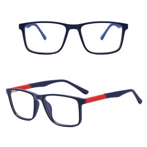 Męskie okulary zerówki do komputera BLUE LIGHT z flexami 25133C granat/czerwień