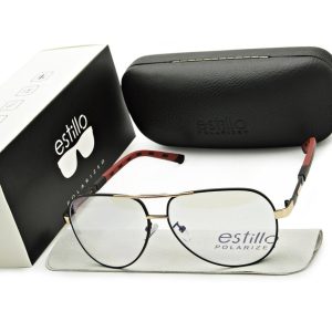Męskie okulary pilotki zerówki do komputera BLF filtr EST-132K-16 Estillo