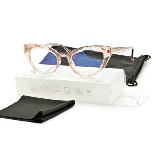 Okulary damskie do komputera kocie z filtrem BLUE Light zerówki 25107D