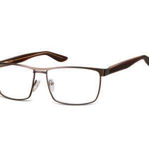 Męskie oprawki korekcyjne zerówki okulary prostokątne metalowe 880C brązowe