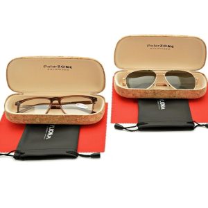 ZESTAW 6 PRODUKTÓW - 2x Etui na okulary korkowe + 2x Ściereczka z mikrofibry + 2x Pokrowiec