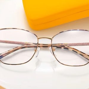 Damskie okulary Kocie Oczy zerówki do komputera BLUE LIGHT na teleskopach 25156E Panterka/Złoty