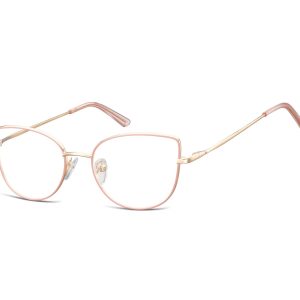 Okulary oprawki korekcyjne kocie oczy zerówki Sunoptic L119D złoto-różowe