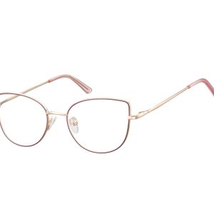Okulary oprawki korekcyjne kocie oczy zerówki Sunoptic L119E złoto-bordowe