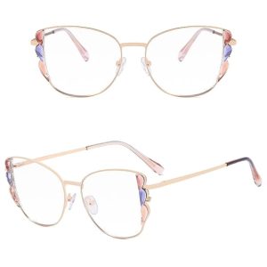 Damskie kocie okulary zerówki do komputera BLUE LIGHT z flexami 25129G
