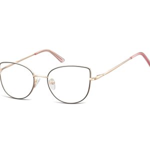 Okulary oprawki korekcyjne kocie oczy zerówki Sunoptic L119A złoto-czarne