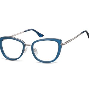 Okulary oprawki korekcyjne kocie oczy zerówki Sunoptic flex MTR-99G niebiesko-srebrne