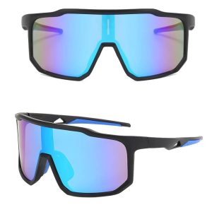 Sportowe okulary przeciwsłoneczne lustrzane STS-02A czarny/niebieski