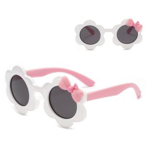 Dziecięce 2-4 lata gumowe okulary przeciwsłoneczne polaryzacyjne POL-JR-55B biały/róż