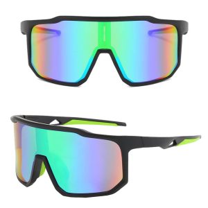Sportowe okulary przeciwsłoneczne lustrzane STS-02B czarny/zielony