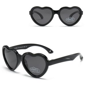 Dziecięce 2-4 lata gumowe okulary przeciwsłoneczne polaryzacyjne serce POL-JR-65 czarne