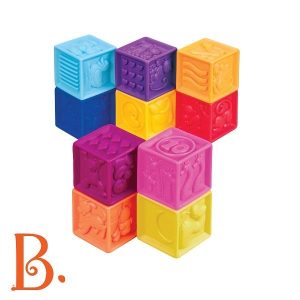 B.toys - One Two Squeeze – Zestaw 10 miękkich kolorowych klocków sensorycznych - miętowy