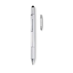 Długopis poziomica z linijką - TOOLPEN - srebrny mat