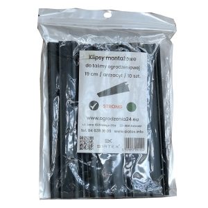 Klipsy montażowe do taśmy 19 cm - antracyt - 10 szt. STRONG