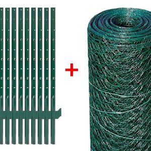 Zestaw SX 25m - siatka 13x13mm/0,50m + 11 x słupek typ U - ZIELONY