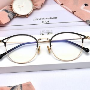 Okulary zerówki damskie z antyrefleksem SCH-543 czarny/złoty