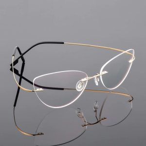 Złote okulary bezramkowe dla kobiet z antyrefleksem SCH-501