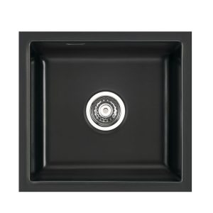Systemceram Mera 42 U Nero, zlewozmywak ceramiczny, korek manualny