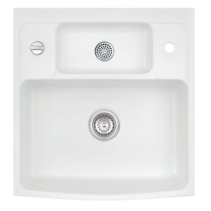 Systemceram Centra 60 Polar, zlewozmywak ceramiczny, korek automatyczny