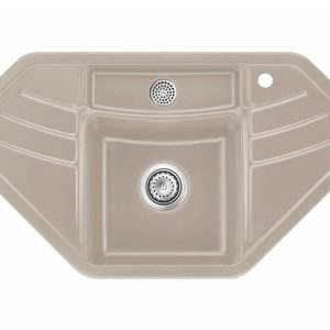 Systemceram Vega ECK Fango, Zlewozmywak ceramiczny narożny, korek manualny,