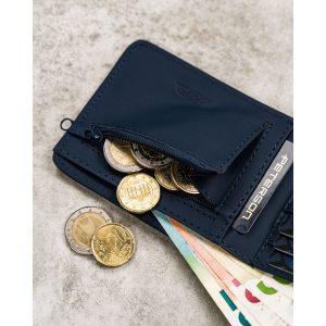 Granatowy, mały portfel męski wykonany ze skóry ekologicznej - Peterson