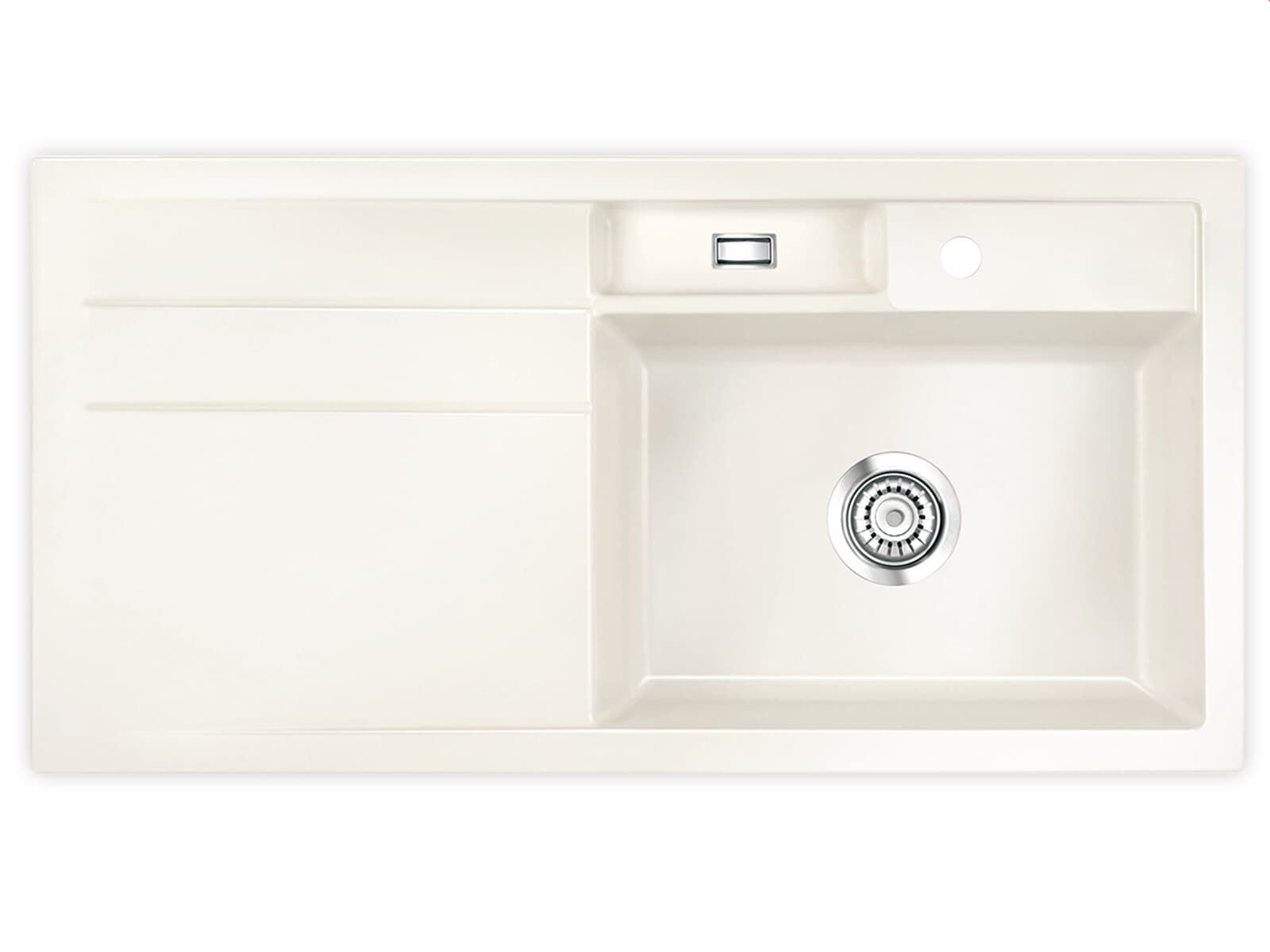 Systemceram Bela 100 Magnolia, zlewozmywak ceramiczny, korek manualny