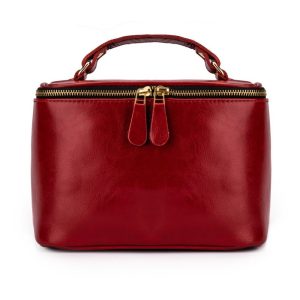 Skórzana kosmetyczka damska FK01 Solier czerwona