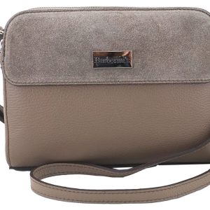Torebka skórzana crossbody zamszowa - Czerwona