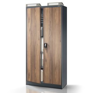 Szafa na dokumenty biurowa metalowa antracytowa/ orzech: Eco Design JAN H, 900 x 1950 x 400 mm