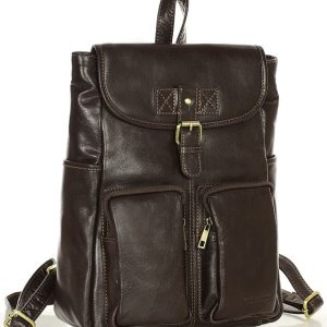 Damski plecak miejski skórzany A4 retro style - MARCO MAZZINI ciemny brąz