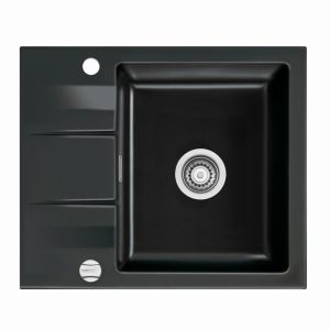 Systemceram Genea 60 Nero, zlewozmywak ceramiczny, korek manualny