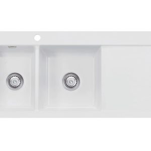 Systemceram Mera Double Satin, Zlewozmywak ceramiczny, korek manualny,