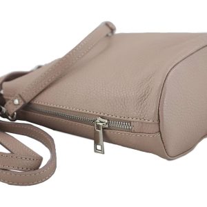 Mała torebka listonoszka skórzana - Beżowa ciemna