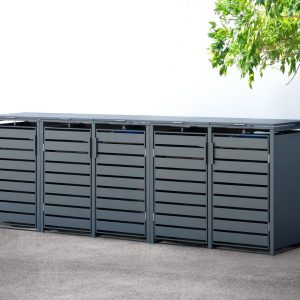 Westmann Metalowy kosz na śmieci 5 kosze 5x 240L Antracyt 332x80x116cm