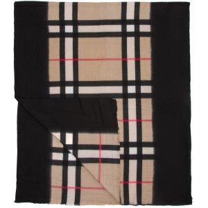 Beżowy Modny Szalik damski w kratę elegancki bawełniany duży szal ciepły AX-61