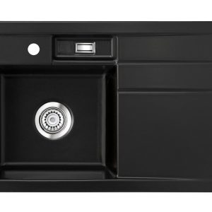 Systemceram BELA 78 Nigra, zlewozmywak ceramiczny, korek manualny