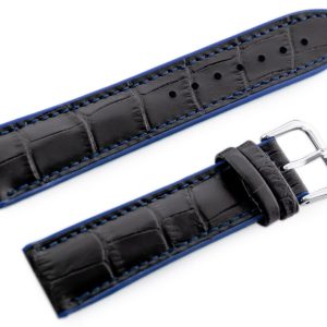 Pasek gumowy do zegarka U18 - czarny/granat - 22mm
