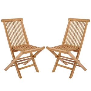 Zestaw 2 szt. składanych drewnianych krzeseł ogrodowych