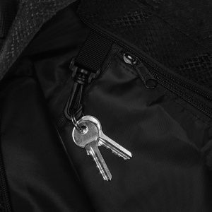 Duży shopper damski z poliestru w czarnym kolorze pokryty zwierzęcym wzorem - Rovicky