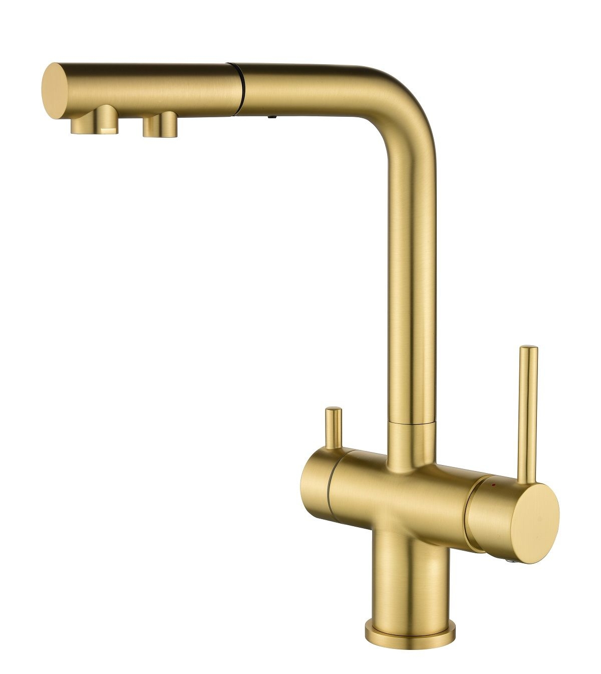 Helika 2683-G Złota bateria z wyciąganą wylewką i podłączeniem do filtra