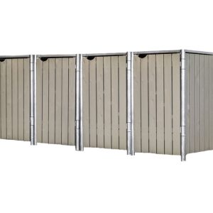 Hide Drewniana skrzynia na śmieci na 4 kosze na śmieci 120 litrów Szary 64x242x115cm
