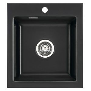Systemceram Mera 46 Nero, Zlew ceramiczny, korek manualny