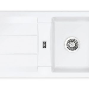 Systemceram Genea 87 Polar, zlewozmywak ceramiczny, korek manualny