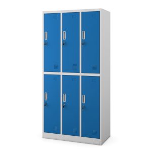 Szafka socjalna ubraniowa BHP szaro-niebieska: 6-drzwiowa IGOR, 900 x 1850 x 450 mm