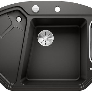 BLANCO DELTA II Silgranit czarny narożny, korek auto., InFino, odsączarka stalowa
