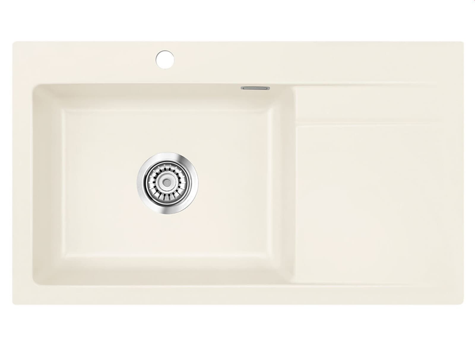 Systemceram Stema 86 SL Magnolia, zlewozmywak ceramiczny, korek manualny